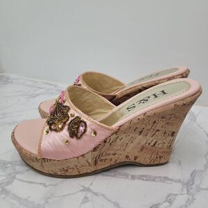 Vintage Pink With Gold High Heels Platform Shoes Size: 5 US